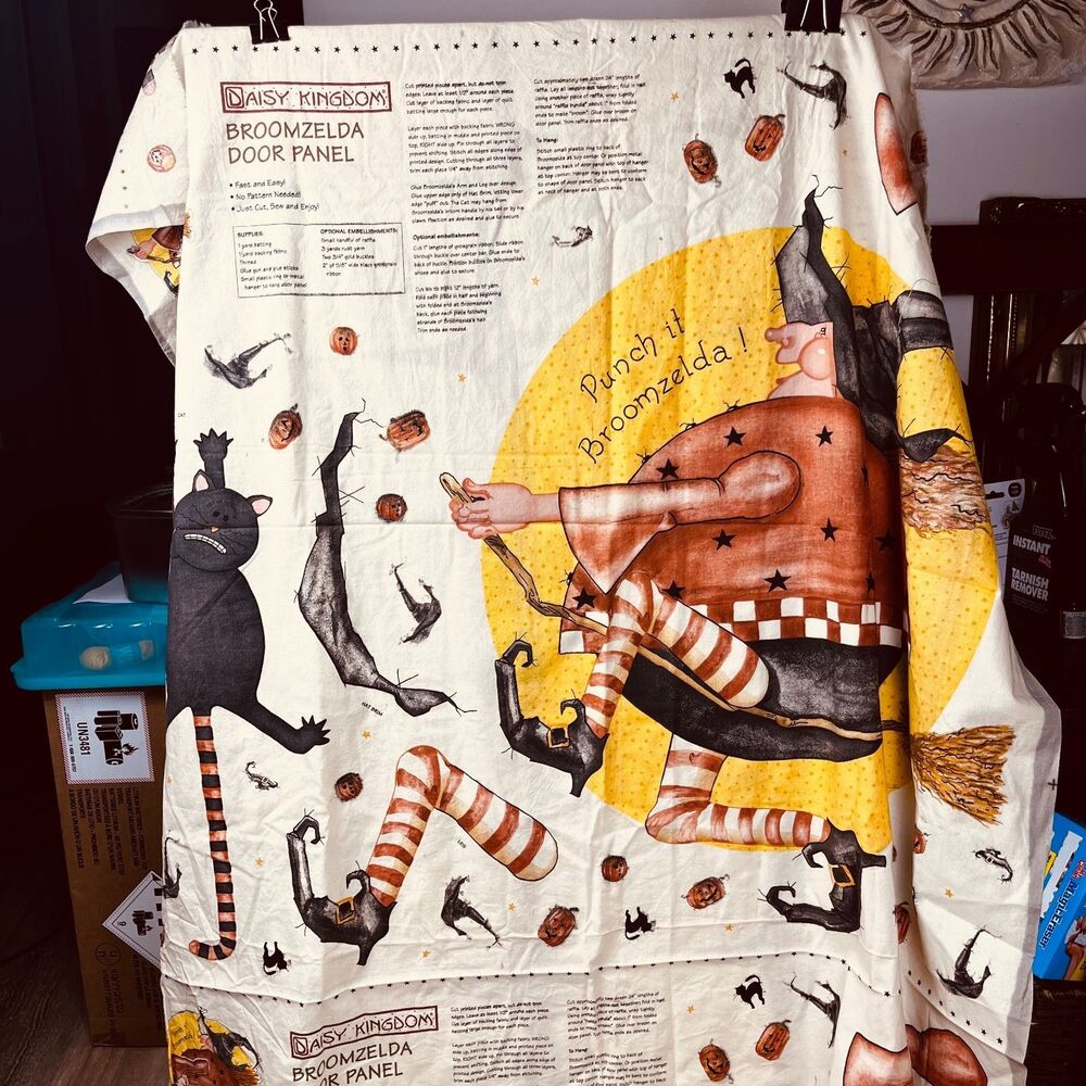 Vintage Daisy Kingdom Broomzelda Door Panel Fabric Halloween Witch 70" x 40"
